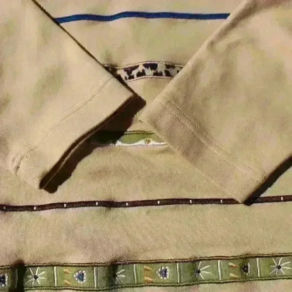 VINTAGE BECHAMEL 80s Mid Sleeve Pattern Detail Sweatshirt Top Women Small - Picture 9 of 10